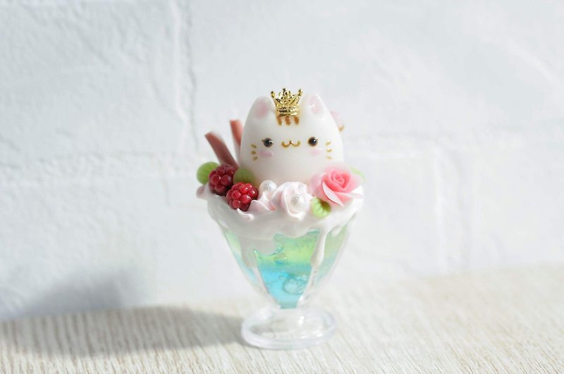 :│Sweet Dream│:White Jade Kitten Berry Sundae Bubble Ice/Bag Ornaments/Pure Ornaments/Gifts - ที่ห้อยกุญแจ - ดินเหนียว สีใส