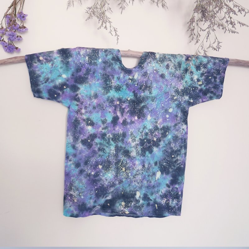 Tie dye/T-shirt/Garment/Custom size/Men/Women [Starry] - เสื้อฮู้ด - ผ้าฝ้าย/ผ้าลินิน สีน้ำเงิน