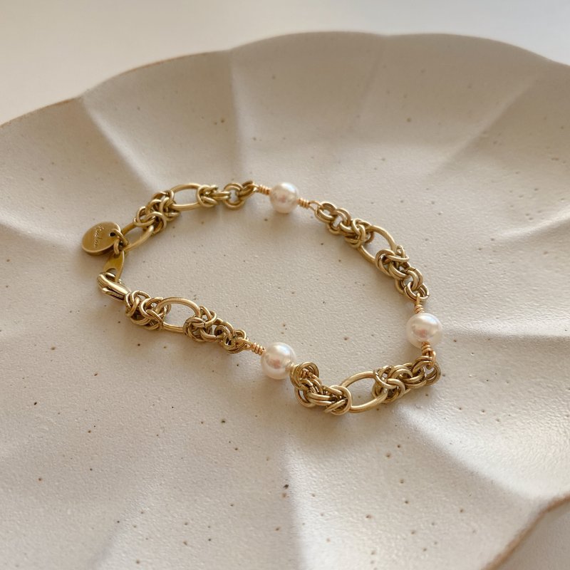 珍珠古典 -珍珠 黃銅手鍊 - 手鍊/手環 - 銅/黃銅 多色
