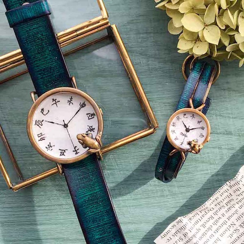 透き通った水を覗くカエル腕時計LとSS - 女錶 - 其他金屬 綠色