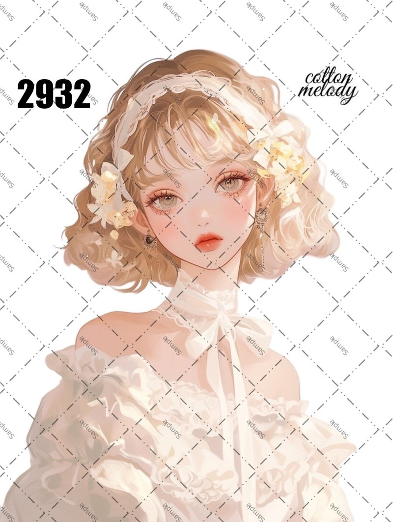 original sticker no.2932 人物ステッカー オリジナルステッカー オリジナル人物ステッカー 装飾ステッカー cotton melody - 貼紙 - 紙 