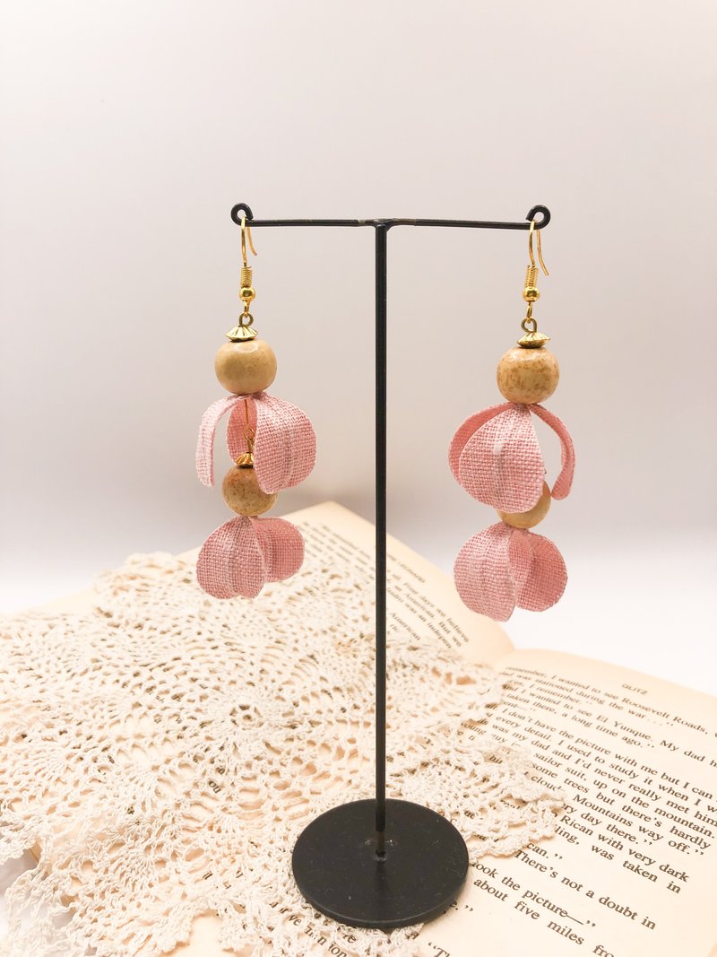 Linen earrings - Earrings & Clip-ons - Cotton & Hemp Pink