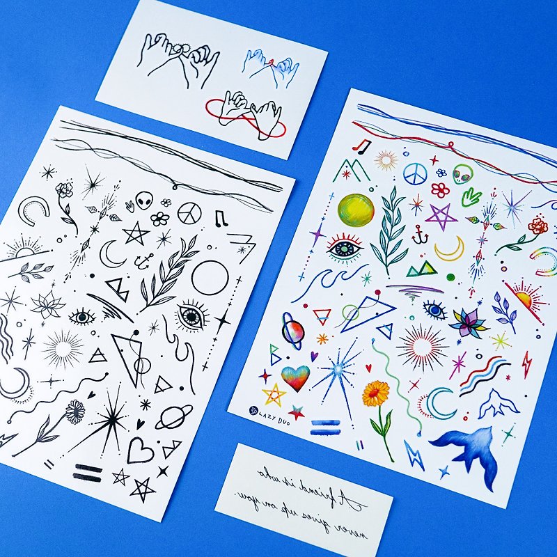 Party Picks! Little Doodle Party Color Temporary Tattoo Sticker Friendship - Temporary Tattoos - Paper Multicolor