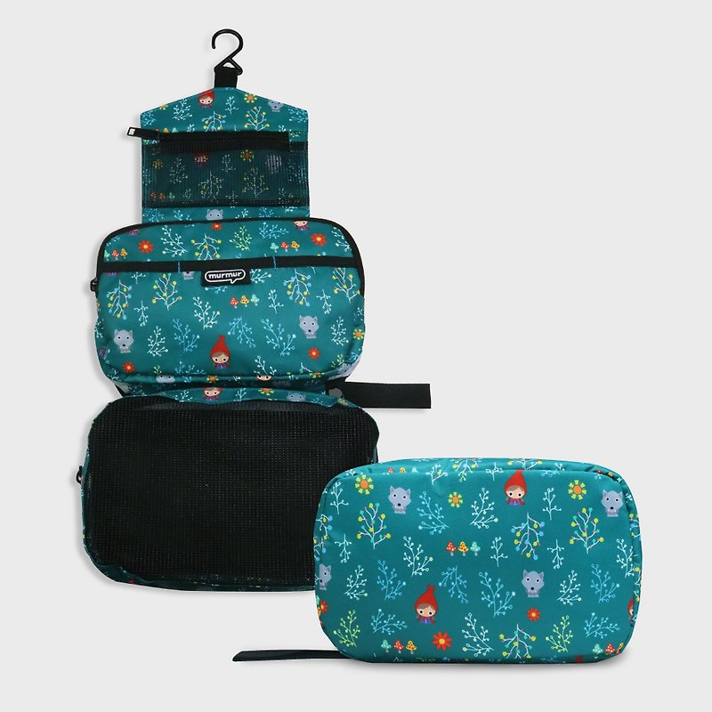 murmur Travel Storage Tri-Fold Toilet Bag | Little Red Riding Hood Green - Toiletry Bags & Pouches - Polyester Multicolor