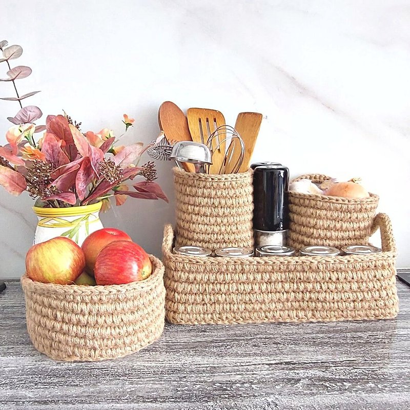 Kitchen organization Tray storage baskets New home gift - Serving Trays & Cutting Boards - Cotton & Hemp Khaki
