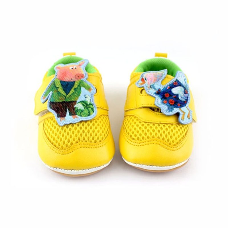 故事學步鞋 – 黃色鵝媽媽和西瓜蛋 - 男/女童鞋 - 真皮 黃色