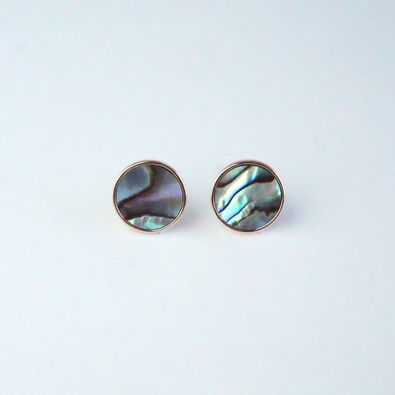 K10PG Abalone Earrings - ต่างหู - โลหะ สึชมพู