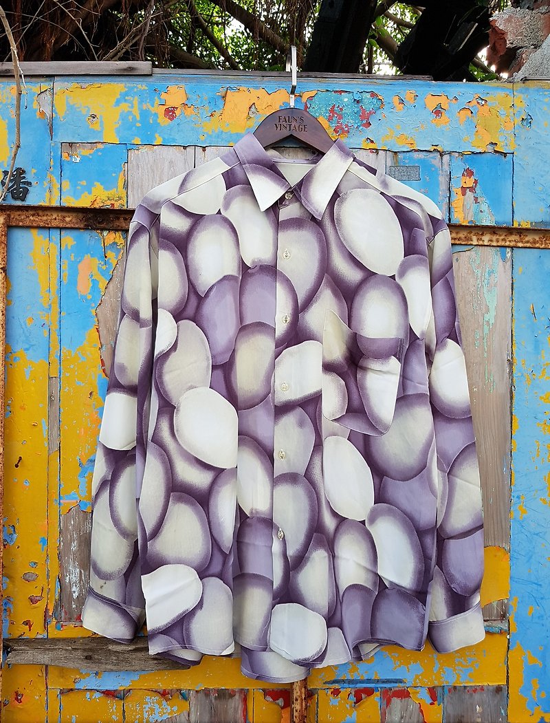 Turtle Gege - violet egg-shaped geometry vintage shirt VINTAGE - Men's Shirts - Polyester 
