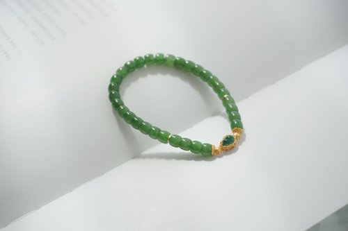 Angel's tears 天使之淚 Jewelry Design 5mm天然和田玉 /和闐玉-碧玉直切. 翡翠葫蘆設計單圈手串
