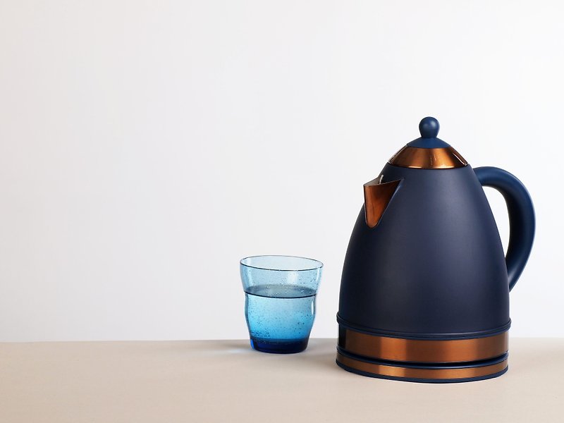 1.7L Cordless Electric Rapid Boil Water Kettle - Navy Blue and Copper - Pitchers - Stainless Steel Blue
