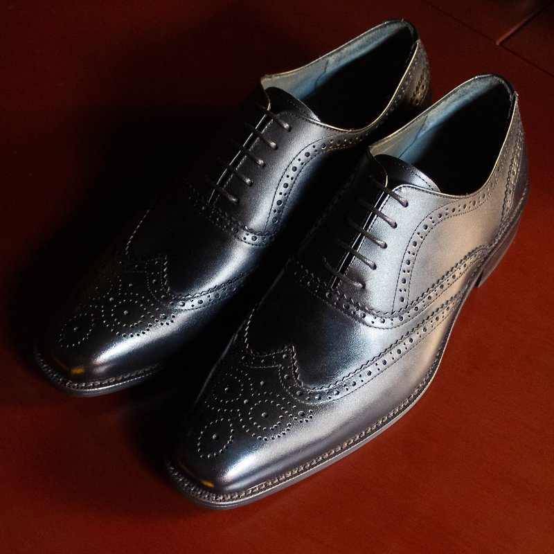 REGENT Wing Engraved Oxfords-Black/Full Brogue Oxford-Black - Men's Leather Shoes - Genuine Leather Black