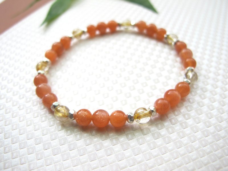 【Light】 sun stone x Titanium x 925 silverware - hand-made natural stone series - Bracelets - Gemstone Orange