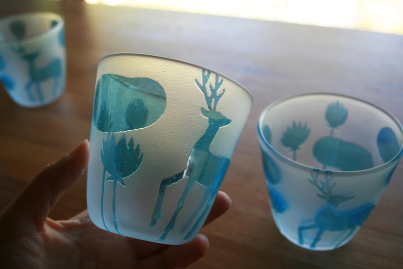 鹿と蓮池のグラス - 茶壺/茶杯/茶具 - 玻璃 