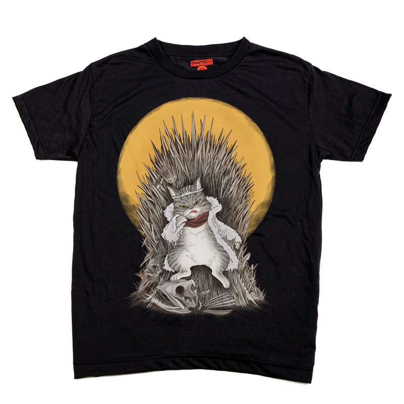 Cat of Throne Chapter One T-shirt - 男 T 恤 - 棉．麻 黑色