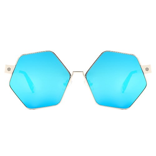 HEX Eyewear 墨鏡 | 太陽眼鏡 | 六角藍色水銀金屬框 | 義大利製|金屬鏡框眼鏡