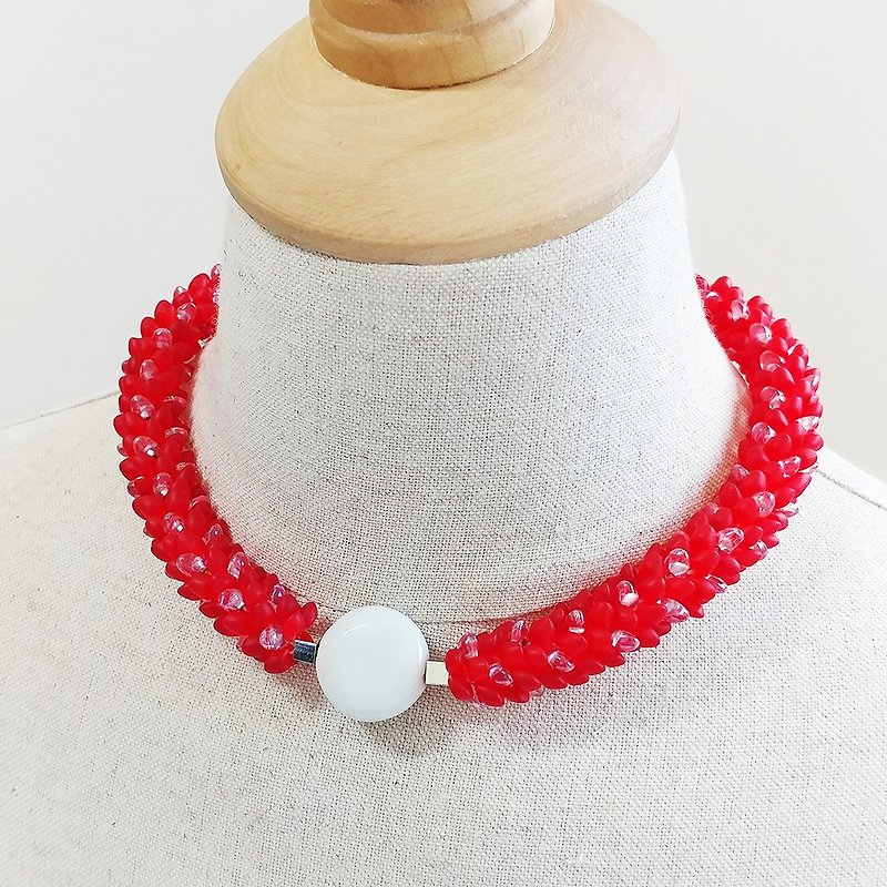 A Rose To Say Collar Necklace / Statement Necklace for Party or Anniversary - Chokers - Other Materials Red