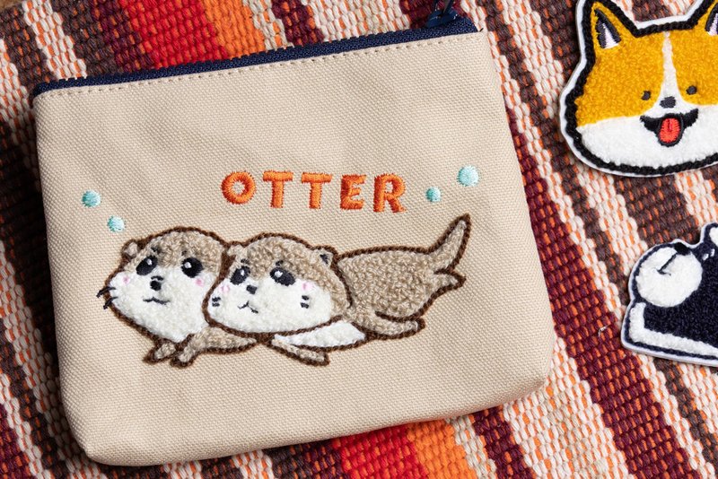 零錢包 【海獺們】 DND 立體刺繡 /萬用包 - 零錢包/小錢包 - 其他材質 卡其色