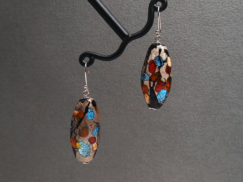 #GE528 Murano Glass Beads Earring - ต่างหู - แก้ว หลากหลายสี