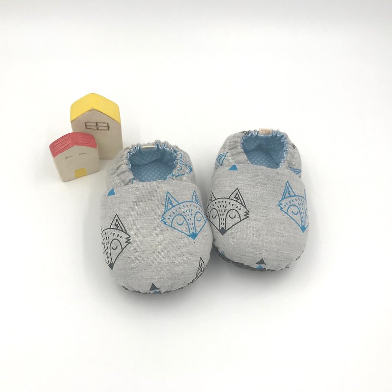 Fox head - toddler shoes / baby shoes / baby shoes - Baby Shoes - Cotton & Hemp Gray