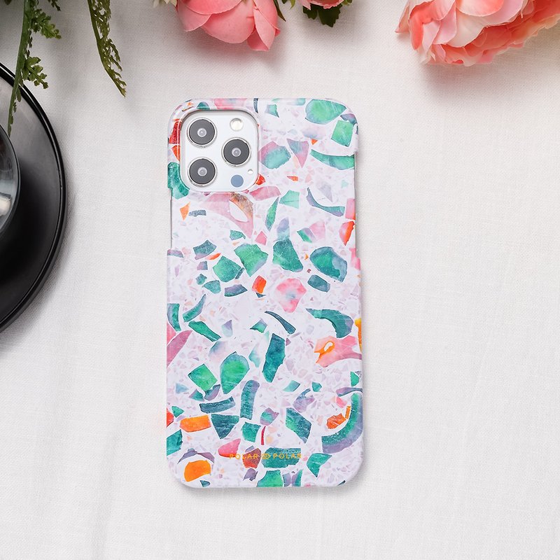 iPhone / Samsung 湖藍水磨石 半包硬殼 手機殼【客製】 - 手機殼/手機套 - 塑膠 藍色
