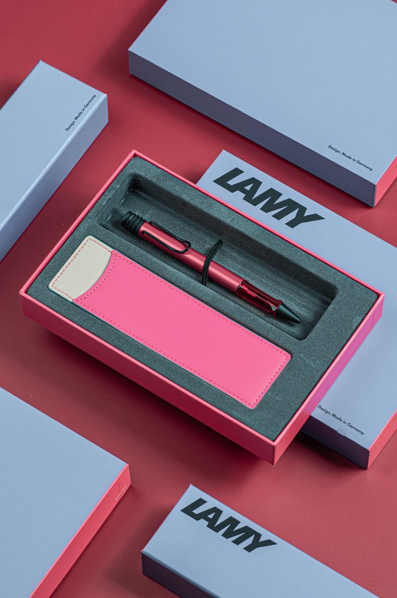 [Ray engraved characters] LAMY ball pen limited edition single pen set gift box/AL star 2024 fire red - ปากกา - อลูมิเนียมอัลลอยด์ สีแดง