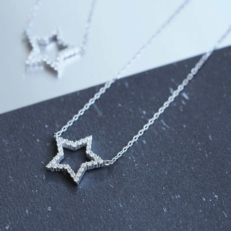 Open Star Necklace Silver 925 - Necklaces - Other Metals Silver