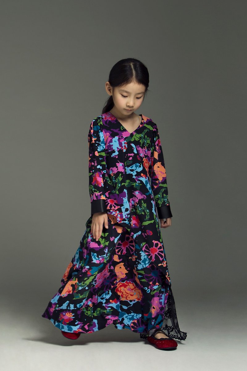 Geisha Dress with Faux Leather Trim / FW2017 - Kids' Dresses - Other Materials 