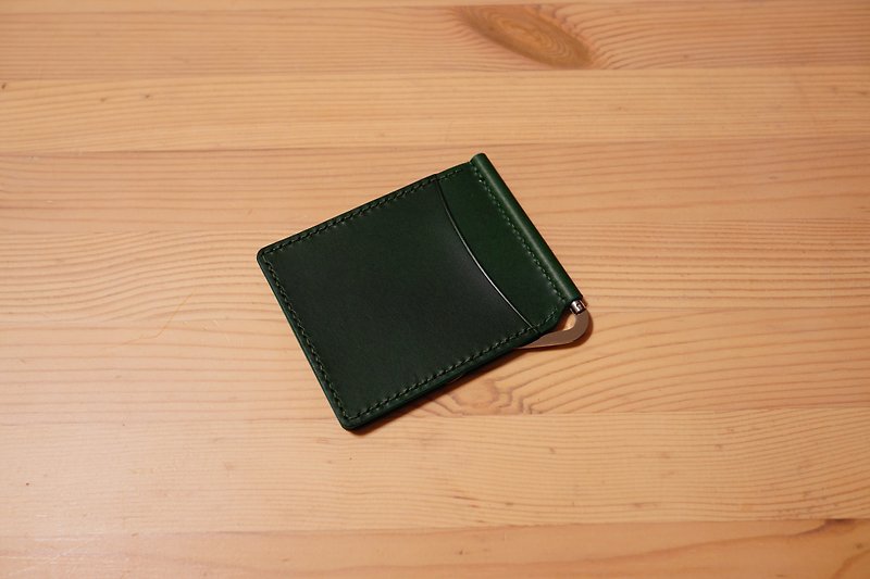 シングルカードノンホールピアス紙幣クリップ（在庫あり）（緑） - 財布 - 革 グリーン