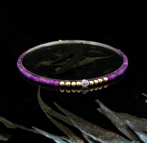 BNA Jewelry 輕奢風 2.5mm 小魔方水晶 紫雲母 14KGF Swarovski 配珠手鍊
