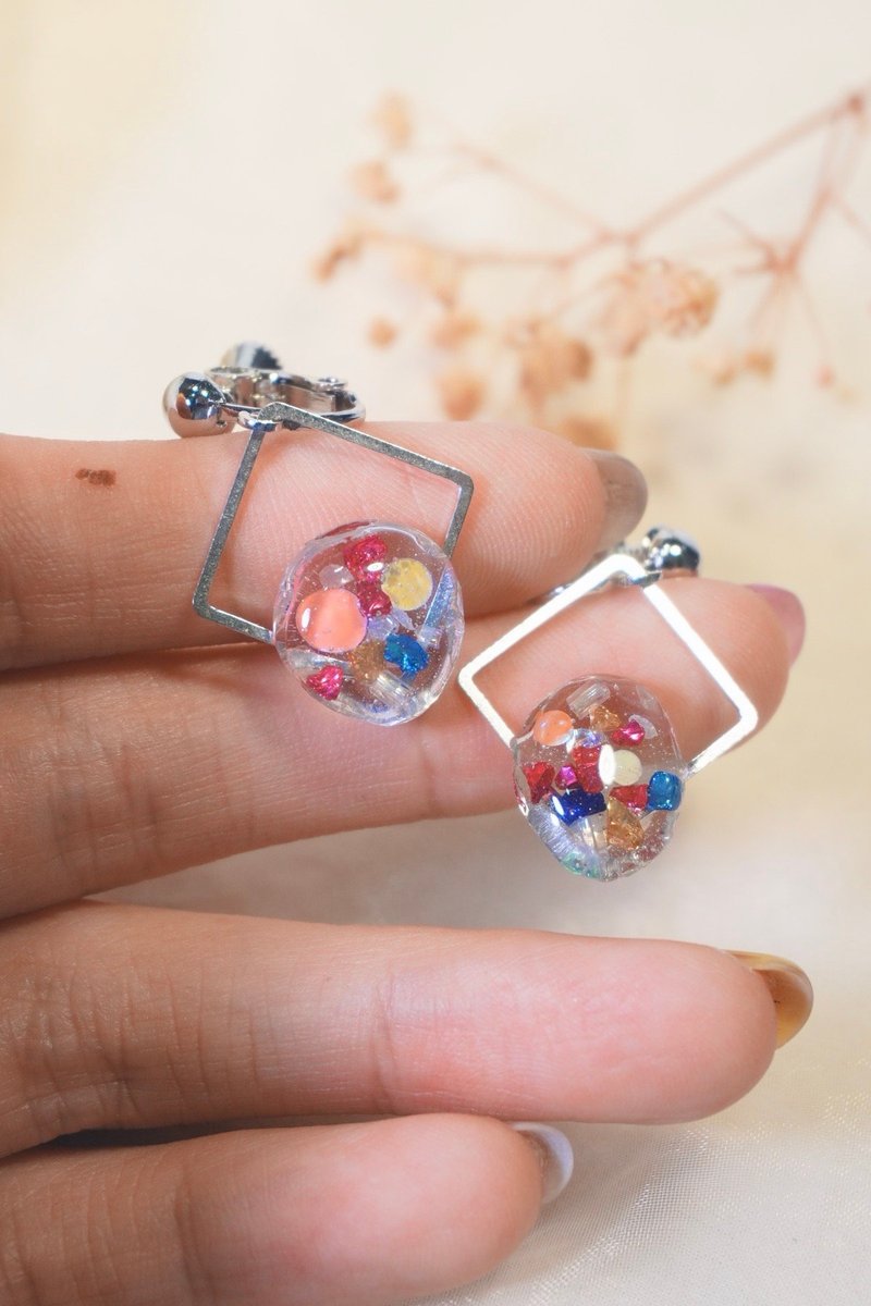 【夢核3號】夢核系列 |透明樹脂耳針 | 無耳洞友善 - 耳環/耳夾/耳骨夾 - 樹脂 多色