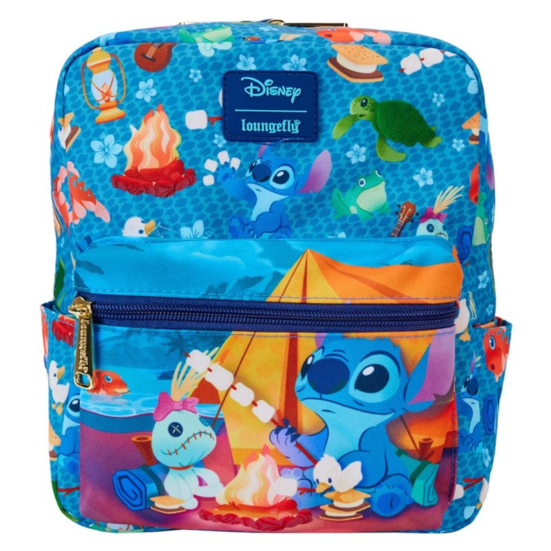 LOUNGEFLY-Stitch cute style nylon mini backpack - กระเป๋าเป้สะพายหลัง - ไนลอน สีน้ำเงิน