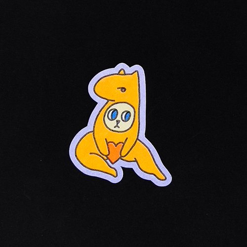 Two in row Original Risograph human in capybara suit sticker