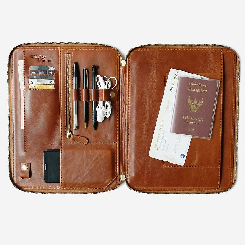 Tech. Folio Saddle brown ESSENTIAL Journey full grain leather - Luggage & Luggage Covers - Genuine Leather 