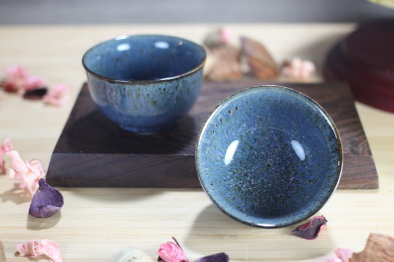 【送禮好物】100ml 天目對杯 寬口茶杯 酒杯 鶯歌葉敏祥作 - 茶壺/茶杯/茶具 - 瓷 
