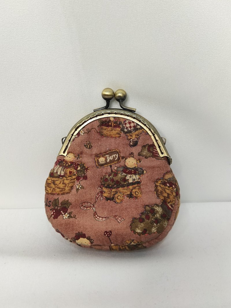童畫風印花碎花布 口金零錢包 手工拼布包 - 零錢包/小錢包 - 棉．麻 
