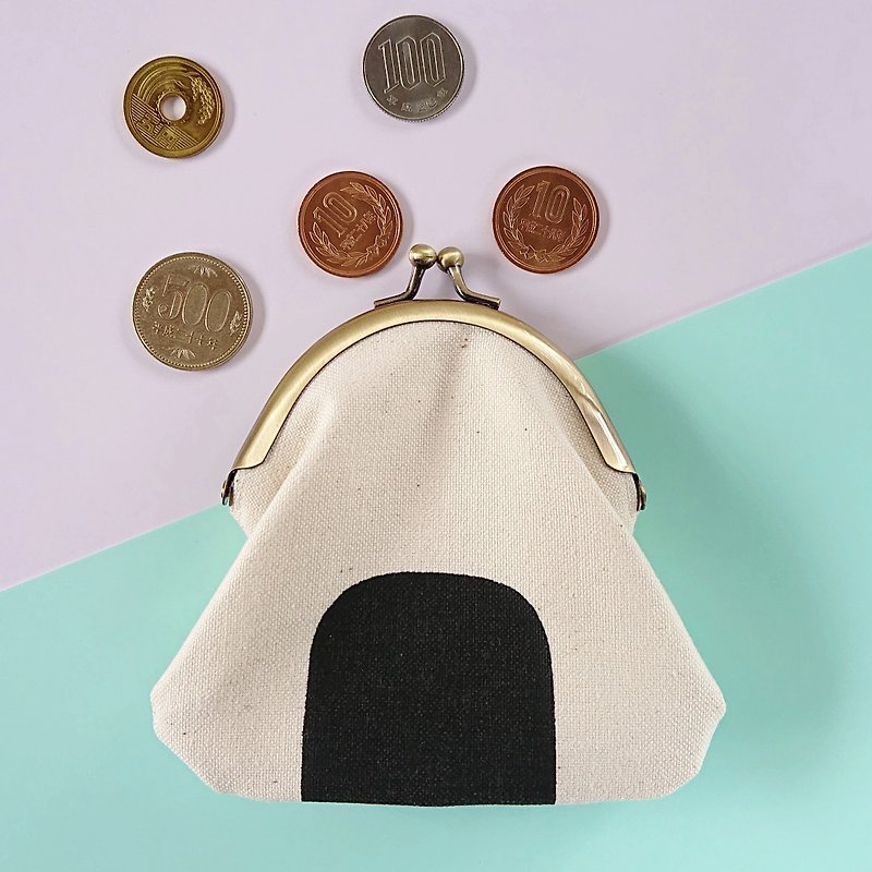 Onigiri rice balls - กระเป๋าใส่เหรียญ - ผ้าฝ้าย/ผ้าลินิน ขาว