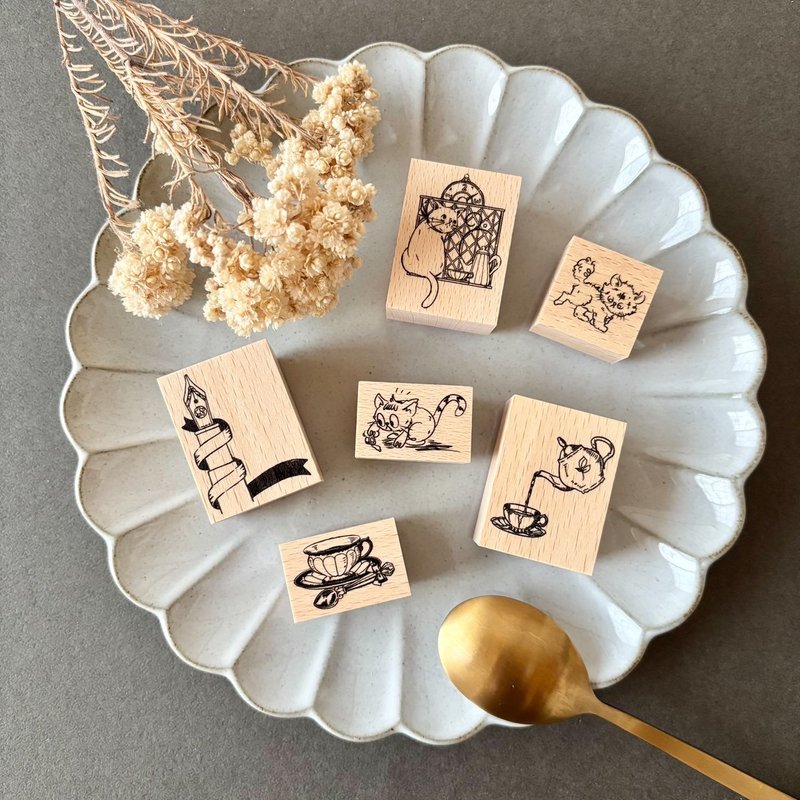 スタンプボックスセット(6点入) - 印章/印台 - 橡膠 咖啡色