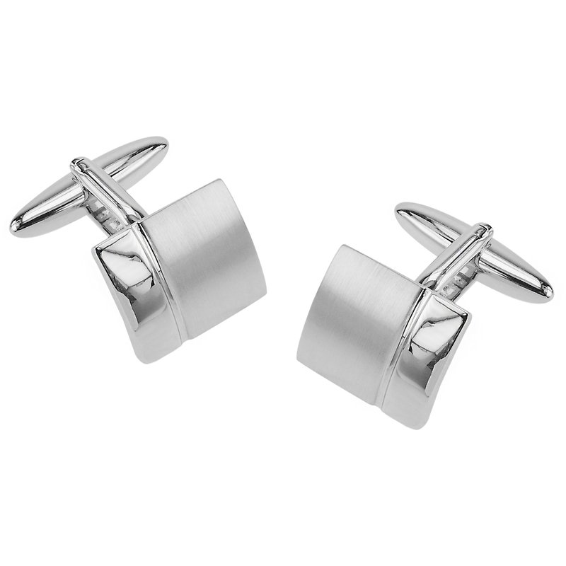 Classic Polished and Brushed Silver Cufflinks - Cuff Links - Other Metals Silver