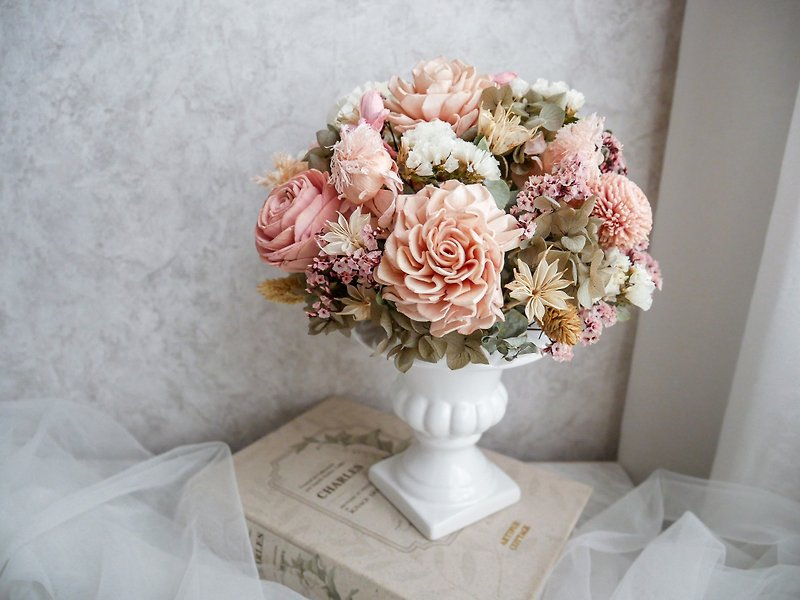Eternal Hydrangea Dried Flowers Champion Cup Potted Flowers 【Light in the Past】Opening Ceremony/New Home/Customized - Plants - Plants & Flowers Pink