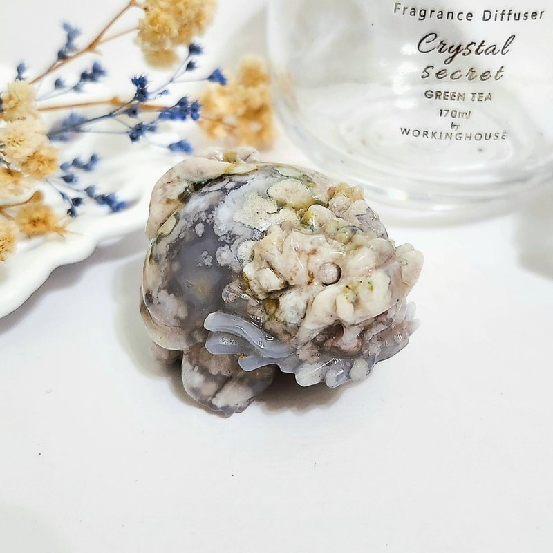 灰櫻花瑪瑙龍龜/招桃花、緩解壓力之水晶 - 擺飾/家飾品 - 水晶 灰色