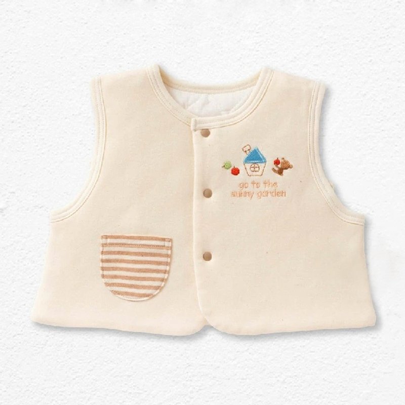 【Japan OP mini】Baby Organic Cotton Warm Vest - Little Bear Embroidery - เสื้อยืด - ผ้าฝ้าย/ผ้าลินิน 