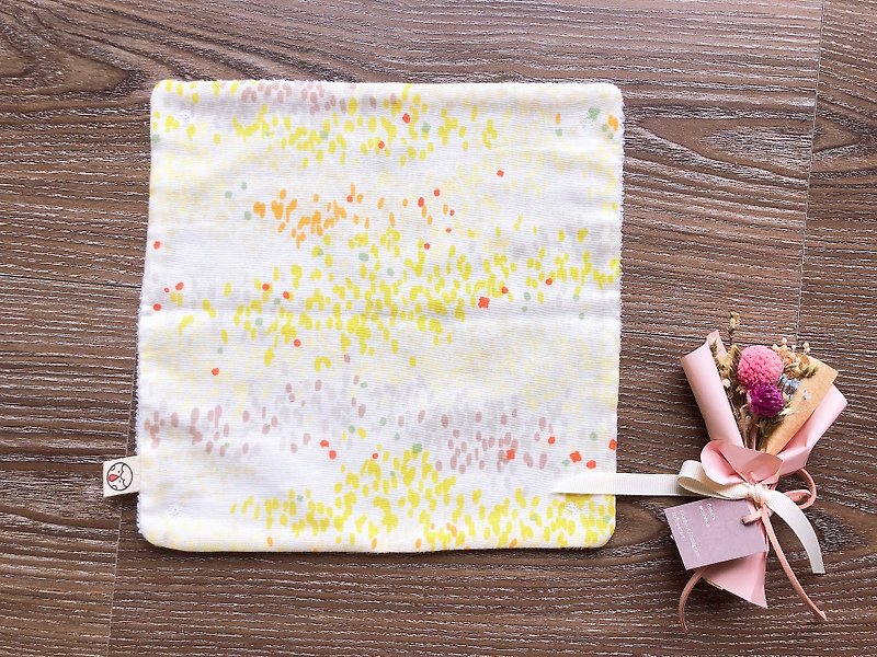 Japanese yellow dot non-toxic saliva towel feeding towel - Bibs - Cotton & Hemp 