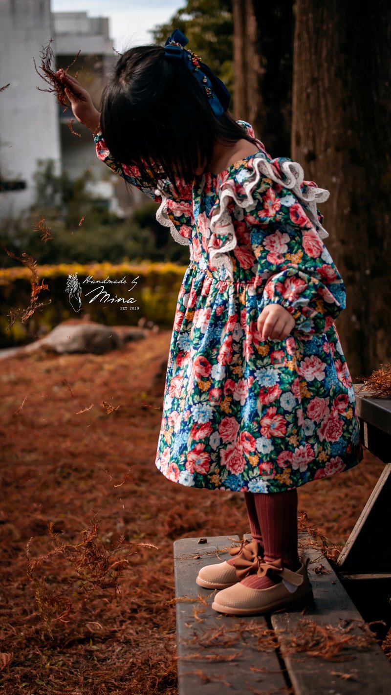 ミナ手作り【LIBERTYシリーズ】英国風ローズレース蓮の葉長袖ワンピース - トップス・Tシャツ - コットン・麻 多色