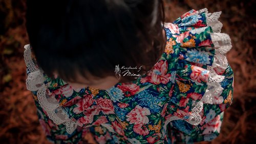 Handmade by Mina Handmade by Mina【LIBERTY系列】英式后之玫瑰蕾絲荷葉長袖洋裝