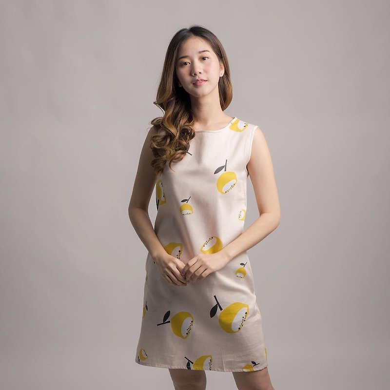 Yellow blossom dress - 連身裙 - 棉．麻 黃色