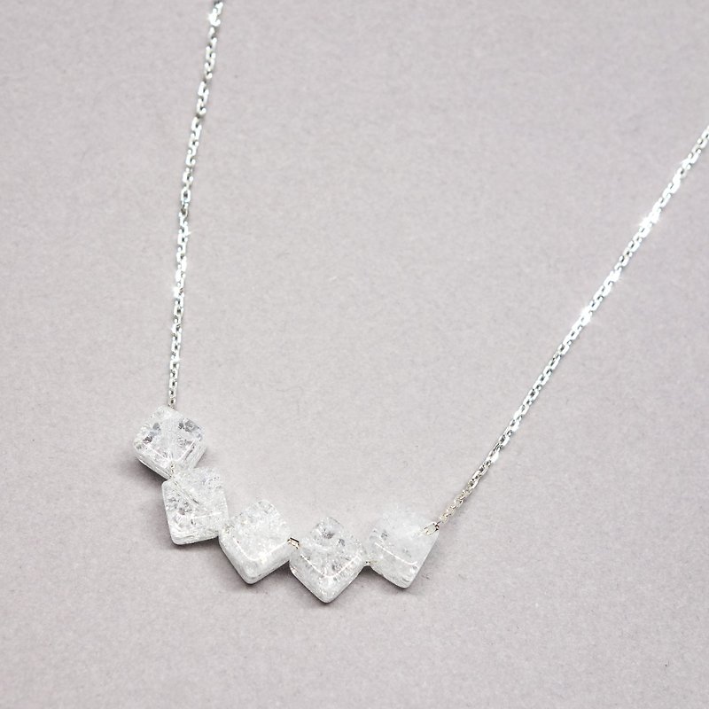 角砂糖?クラック水晶SVネックレス【Pio by Parakee】 cracked crystal necklace - 項鍊 - 寶石 白色