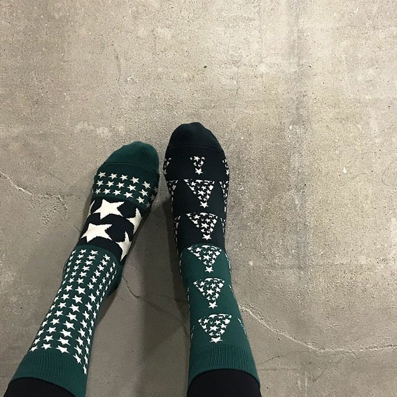 Cotton & Hemp Socks Green - socks_star christmas / irregular / green / gift / couple / pair / unisex