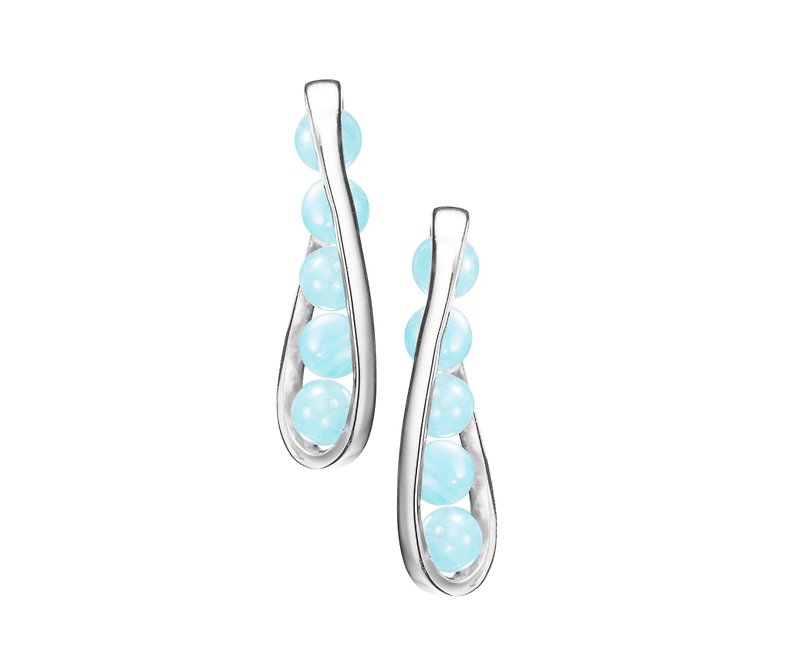 Aquamarine 14k Gold Bar Earrings, Ocean Blue Stud Earrings, March Birthstone - Earrings & Clip-ons - Precious Metals Blue
