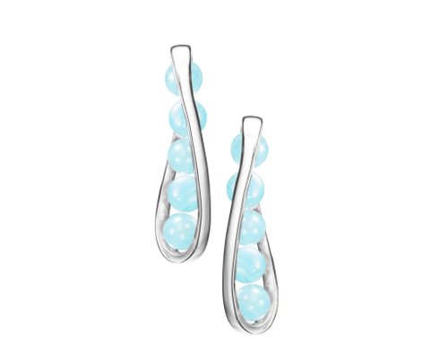 Majade Jewelry Design 14k白金流線型耳環 海藍寶輕珠寶 簡約白金耳環 創新韓風K金耳釘