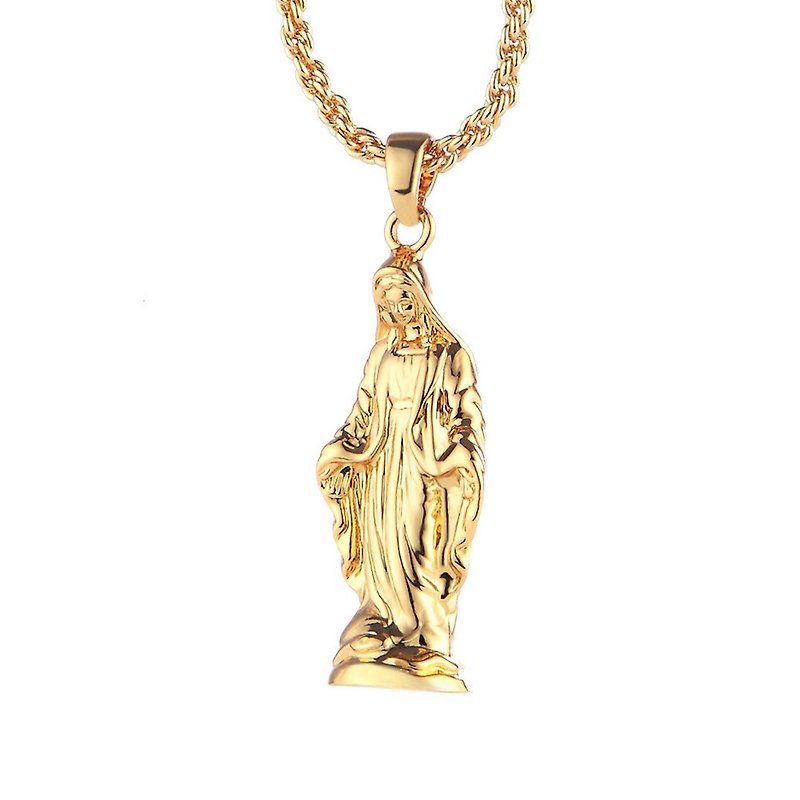 立體聖母項鍊 Stereoscopic Madonna Necklace - 項鍊 - 其他金屬 金色